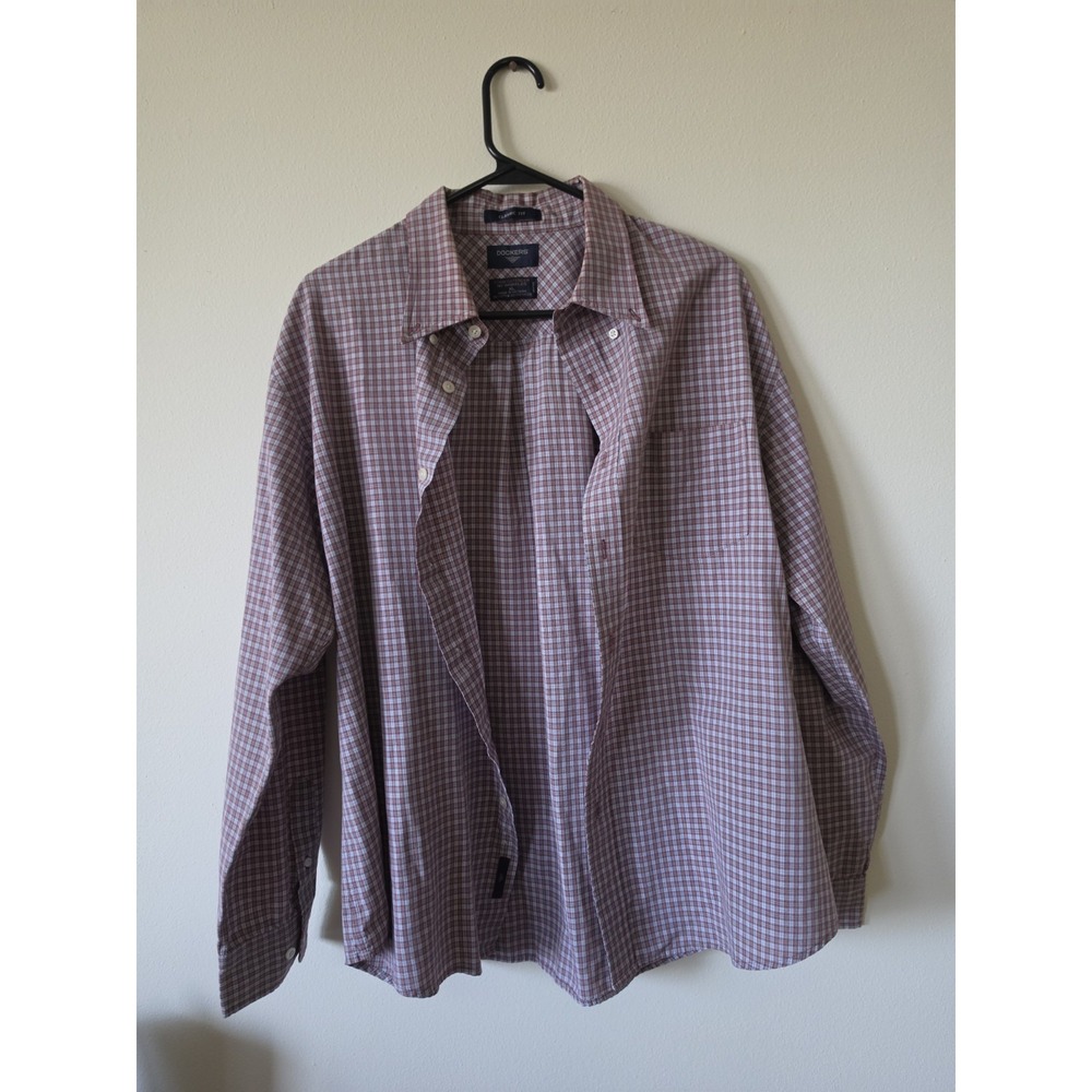 Dockers Men's Classic Fit Shirt Plaid, Button Down, Collared, Size XL